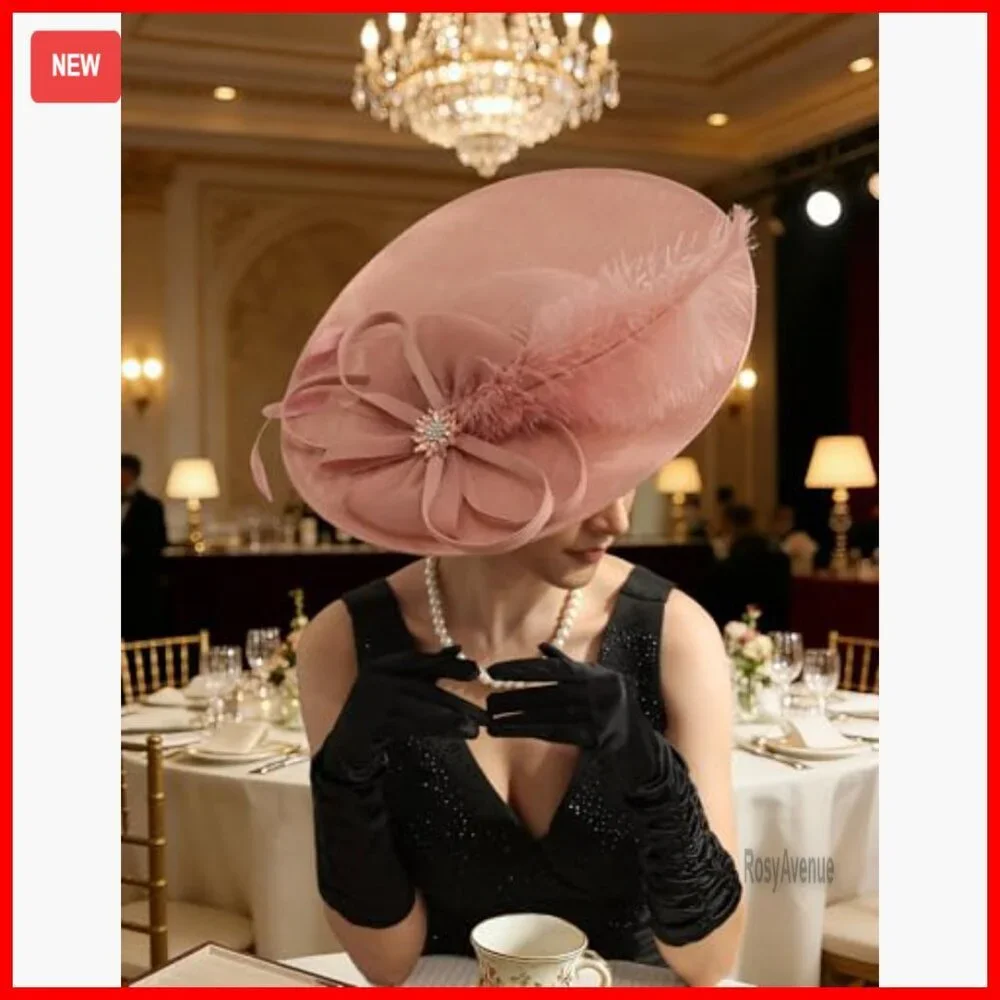 Elegant Fascinator Hat with Flower Feathers Headband for Wedding Derby Tea Party